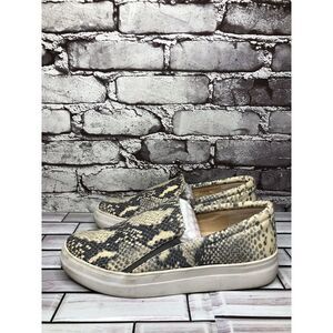 Vince Camuto Korli 2 Ivory Leather SnakeSkin Slip On Sneakers Shoes Women Sz 7.5